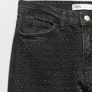 Zara | NWT Rhinestone Jean Black